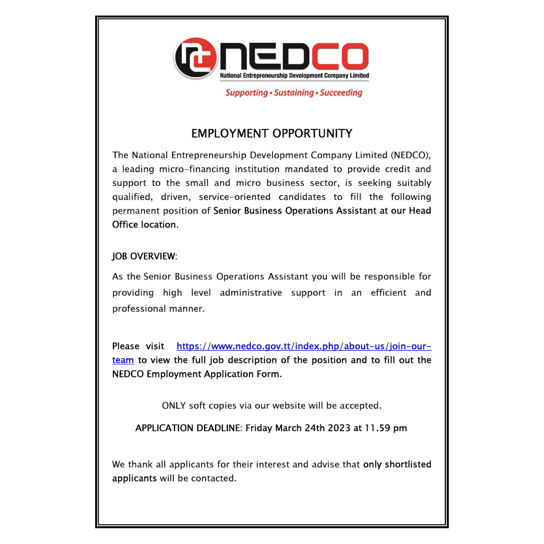 Vacancy - Senior Business Operations Assistant
